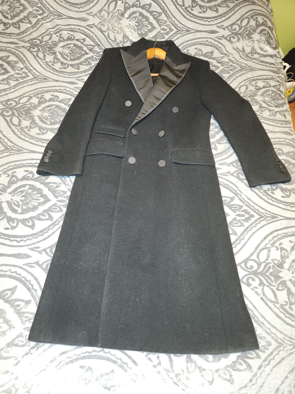 Polo by Ralph Lauren Black Double-Breasted Wool Trench Coat